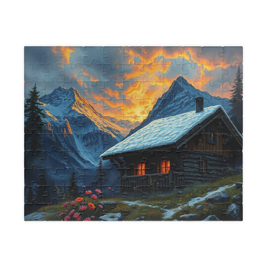 Mountain Cabin Puzzle - Cozy Atmosphere, Nature Lovers Gift, Family Activity, Mindful Challenge, 110 to 1014-Piece Options 110 pcs (Horizontal) Puzzle The Puzzle Chest