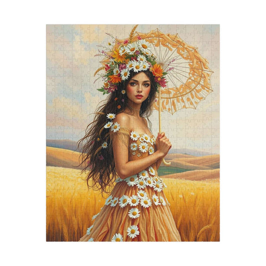 Lady of the Golden Fields - Summer Wildflower Fantasy Jigsaw Puzzle