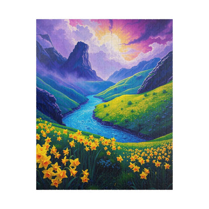 Serene Nature Daffodil Puzzle - Tranquil Flower Landscape Jigsaw Game, Perfect for Relaxation, Family Nights, Gift for Floral Art Lover 520 pcs (Vertical) Puzzle The Puzzle Chest