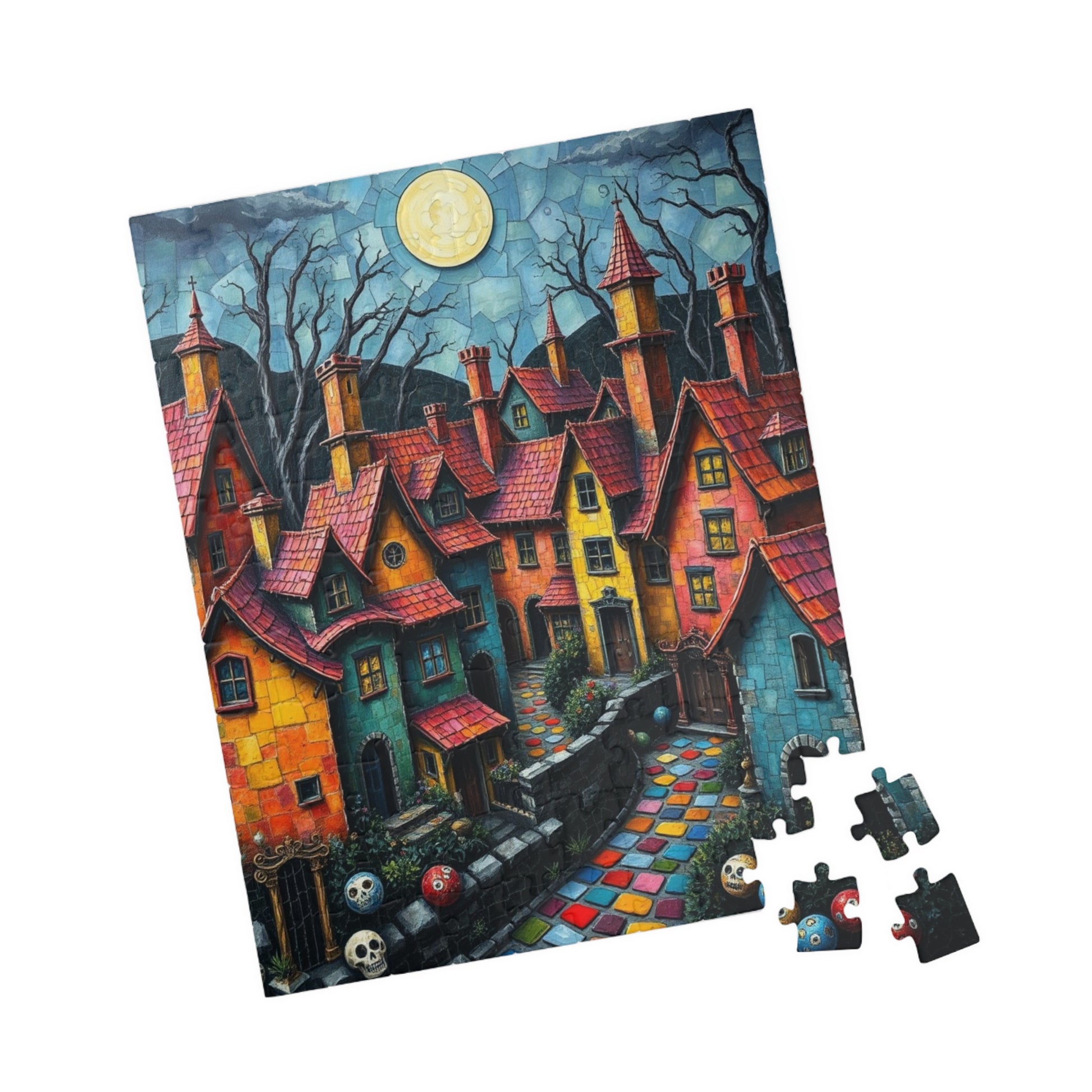 Whimsical Halloween Puzzle - 1014 Pieces, Spooky Village Artwork, Perfect for Family Game Night, Fall Celebrations, Gift for Puzzle Lovers, The Puzzle Chest