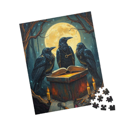 Ravens Court Jigsaw Puzzle for Adult Gothic Art Puzzle Lover, Mystical Dark Fantasy Game, Halloween Gift for Friend, Mindful Brain Teaser