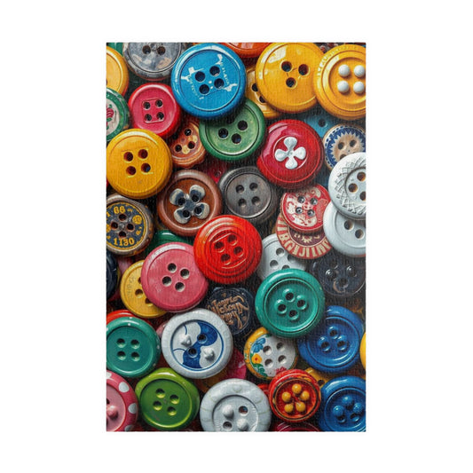 Button Collection Jigsaw Puzzle - Chaotic Collage Design, Fun Family Creative Activity, Puzzle Lover Gift for Friends, Vintage Vibe Brain Teaser 1014 pcs (Vertical) Puzzle The Puzzle Chest