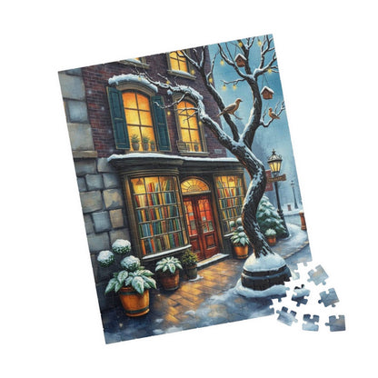 Winter Glow Old World Bookstore Jigsaw Puzzle - Snowy Bookshop 252 pcs (Vertical) Puzzle The Puzzle Chest
