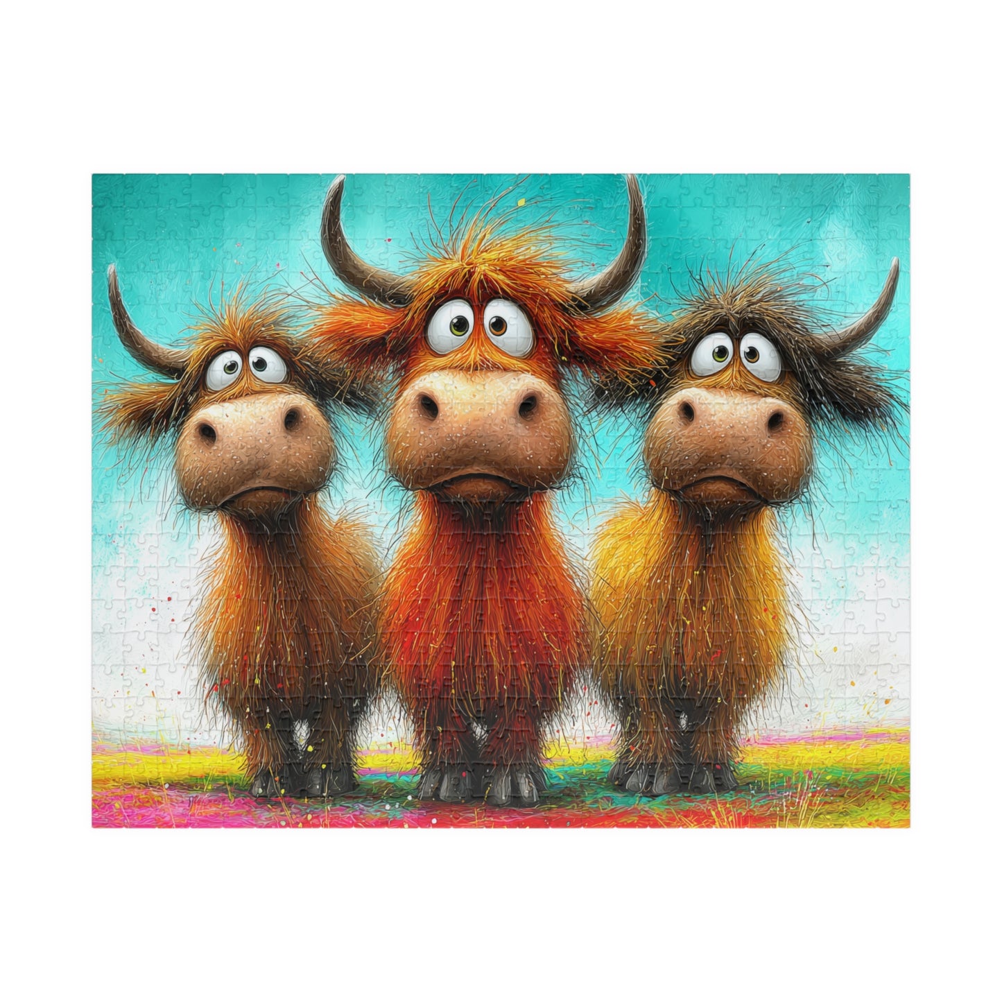 Three Cartoon Highland Cows Puzzle | 110/252/520-piece Jigsaw Puzzle The Puzzle Chest