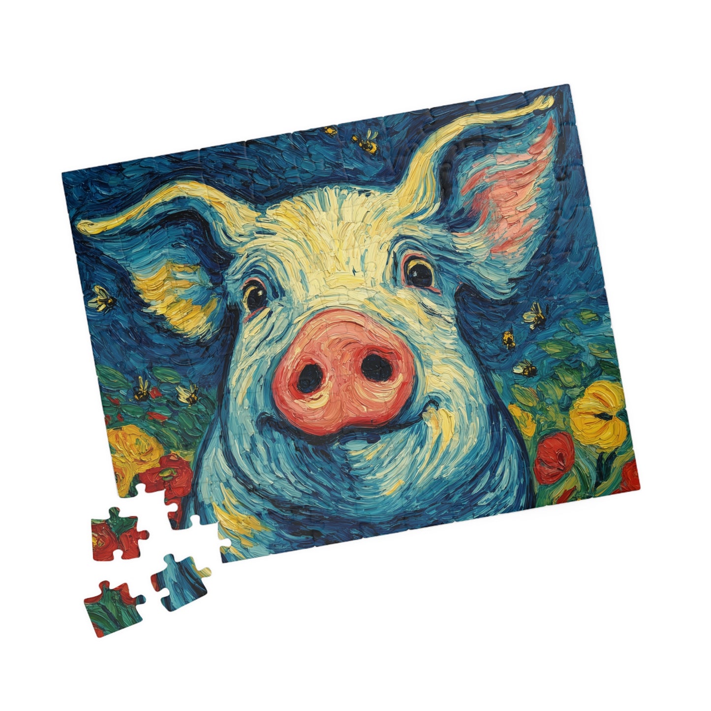 Whimsical Pig Puzzle, Fun Decor, Gift for Animal Lovers, Family Game Night, Unique Challenge, Farmhouse Style 110 pcs (Horizontal) Puzzle The Puzzle Chest