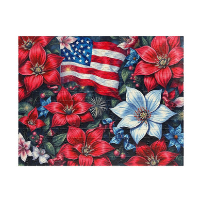 Garden of Liberty Jigsaw Puzzle, American Flag Patriotic Floral Game 110, 252, 520, 1014-piece, Family Game Night, Independence Gift for Him