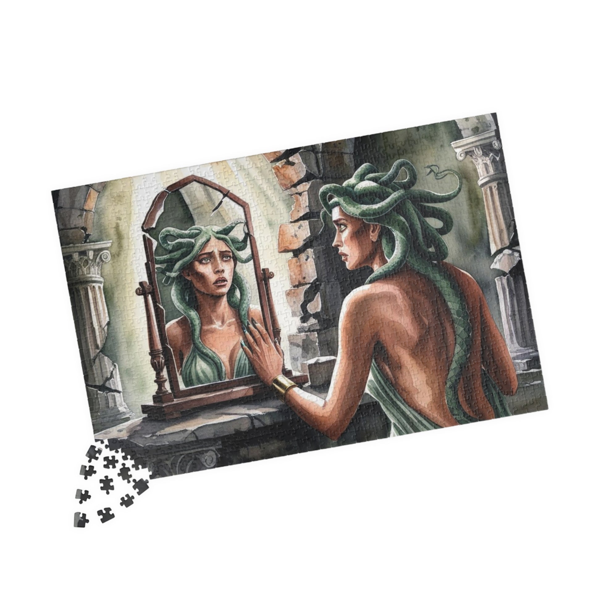 Medusa Stone Lair Jigsaw Puzzle (110, 252, 520, 1014-piece), Greek Mythology Art Game, Mental Challenge Family Activity Entertainment, Hobby Puzzle The Puzzle Chest
