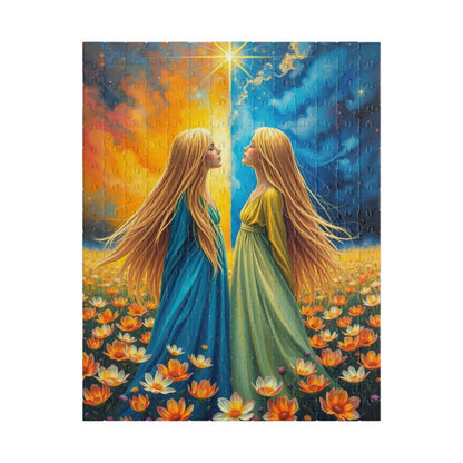 The Twins Enchanting Art Puzzle, Gemini Zodiac Sign Jigsaw Game, Ideal Family Fun Gift for Astrology Lover, Mindful Activity Brain Teaser 252 pcs (Vertical) Puzzle The Puzzle Chest