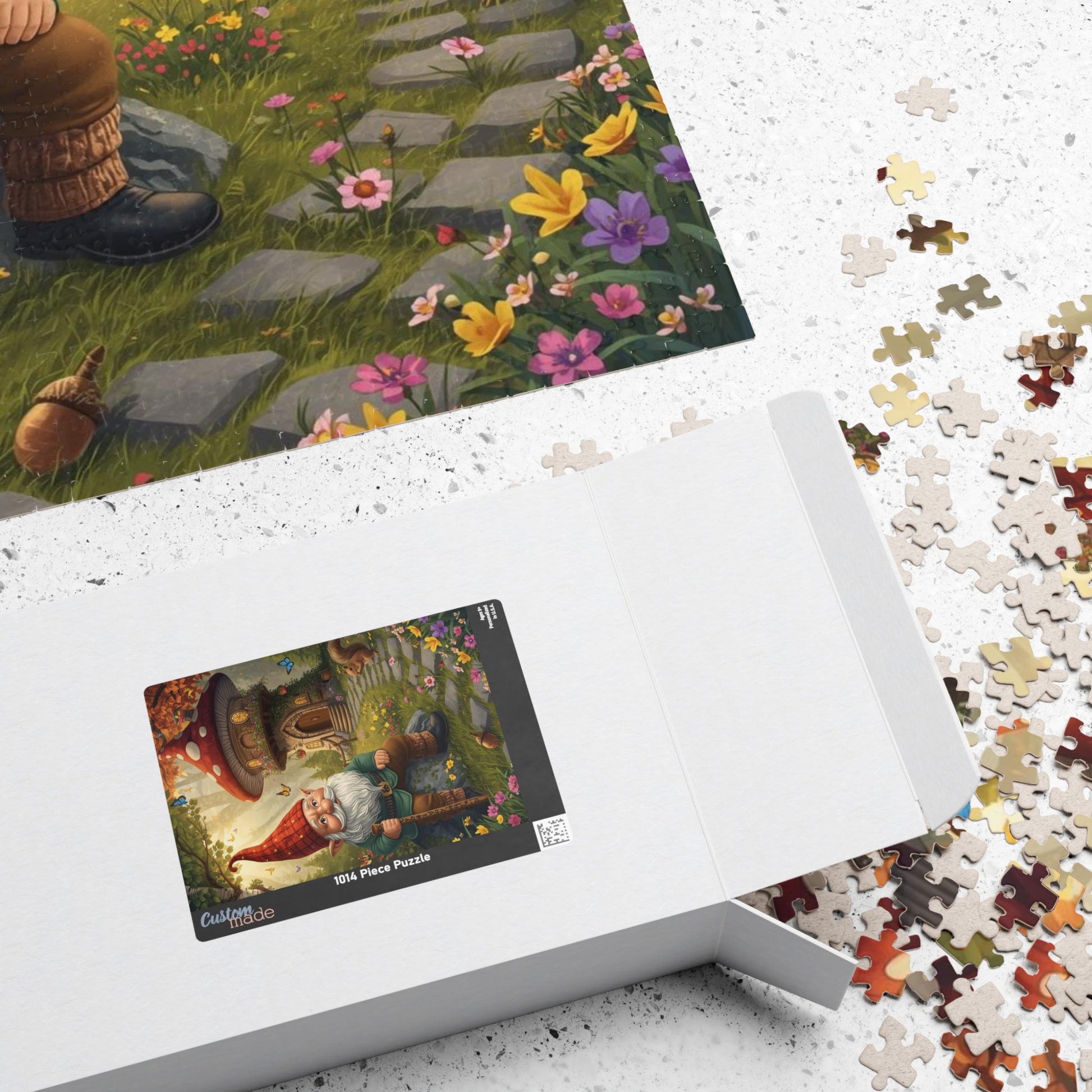 Mystical Gnome Jigsaw Puzzle, Enchanted Woodland Scene with Squirrel and Mushroom House Puzzle The Puzzle Chest