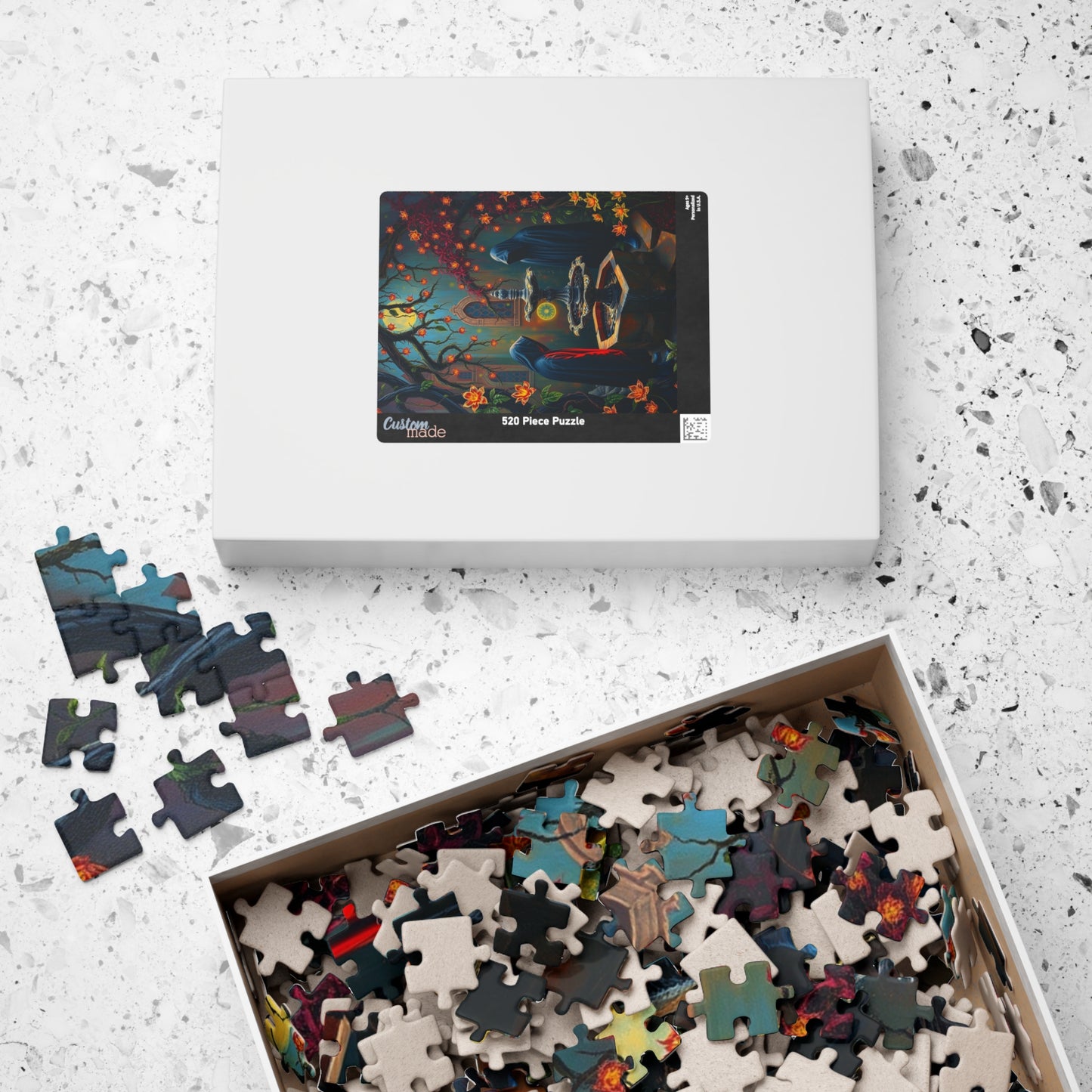 Ghostly Gothic Garden Puzzle, Dark Fantasy Scene with Glowing Flowers and Hooded Figures, Quiet Leisure Staycation Activity for Puzzle Lover Puzzle The Puzzle Chest