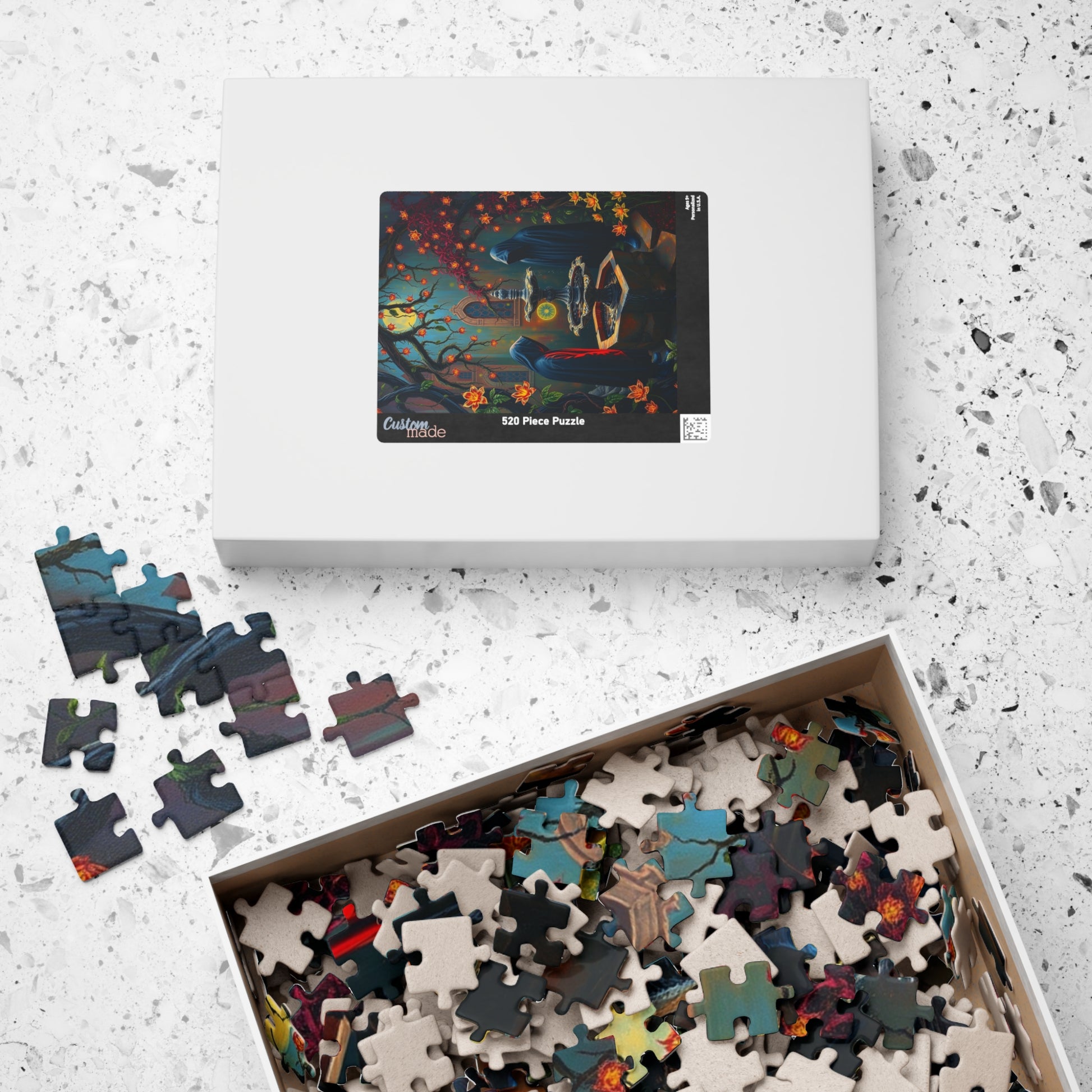 Ghostly Gothic Garden Puzzle, Dark Fantasy Scene with Glowing Flowers and Hooded Figures, Quiet Leisure Staycation Activity for Puzzle Lover Puzzle The Puzzle Chest