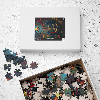 Ghostly Gothic Garden Puzzle, Dark Fantasy Scene with Glowing Flowers and Hooded Figures, Quiet Leisure Staycation Activity for Puzzle Lover Puzzle The Puzzle Chest