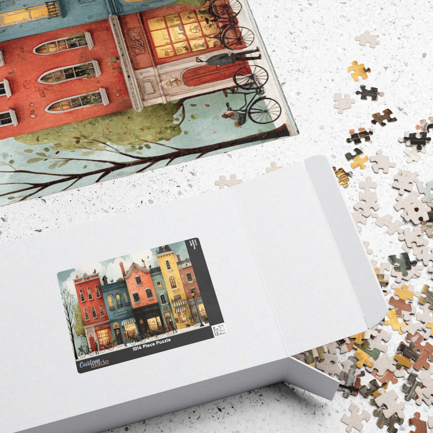 Colorful Townhouse Street Illustration Jigsaw Puzzle