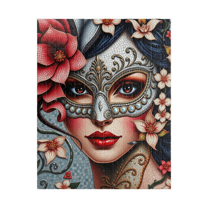 Mosaic Portrait Masked Woman Puzzle - Venetian Style Floral Mask, Stunning Art for Unique Gifts, Game Night, Family Fun 252 pcs (Vertical) Puzzle The Puzzle Chest
