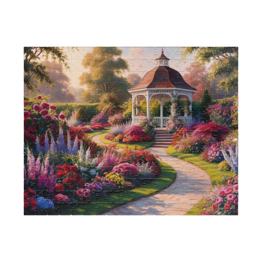 Garden Gazebo Puzzle - 110, 252, 520, 1014-piece Floral Landscape Jigsaw Game, Family Activity, Best Nature Lover Gift, Hobby 252 pcs (Horizontal) Puzzle The Puzzle Chest