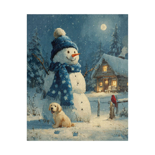 Frosty Fun With Friends - Cozy Winter Puzzle, Snowman Puppy and Bird Jigsaw , Ideal for Family Night or Solo Fun, Senior Brain Teaser, Gifts Puzzle The Puzzle Chest