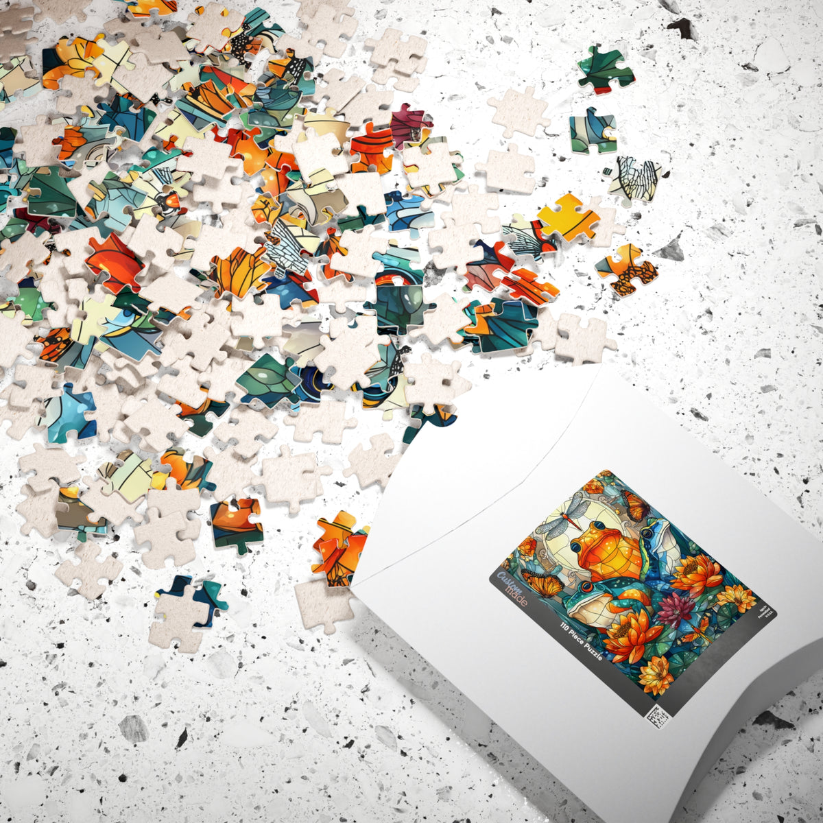 Colorful Frog and Lotus Illustration Puzzle | 110/252/520/1014 Piece Animal Jigsaw Puzzle The Puzzle Chest