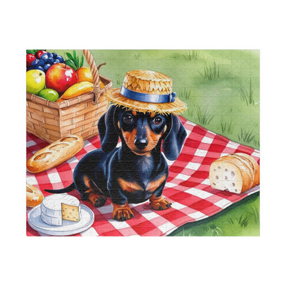 Dachshund Picnic Jigsaw Puzzle, Fun Animal Lovers Gift, Family Game Night Activity, Dog-Themed Home Decor, Dog Birthday Gift, 110-1014-piece 520 pcs (Horizontal) Puzzle The Puzzle Chest
