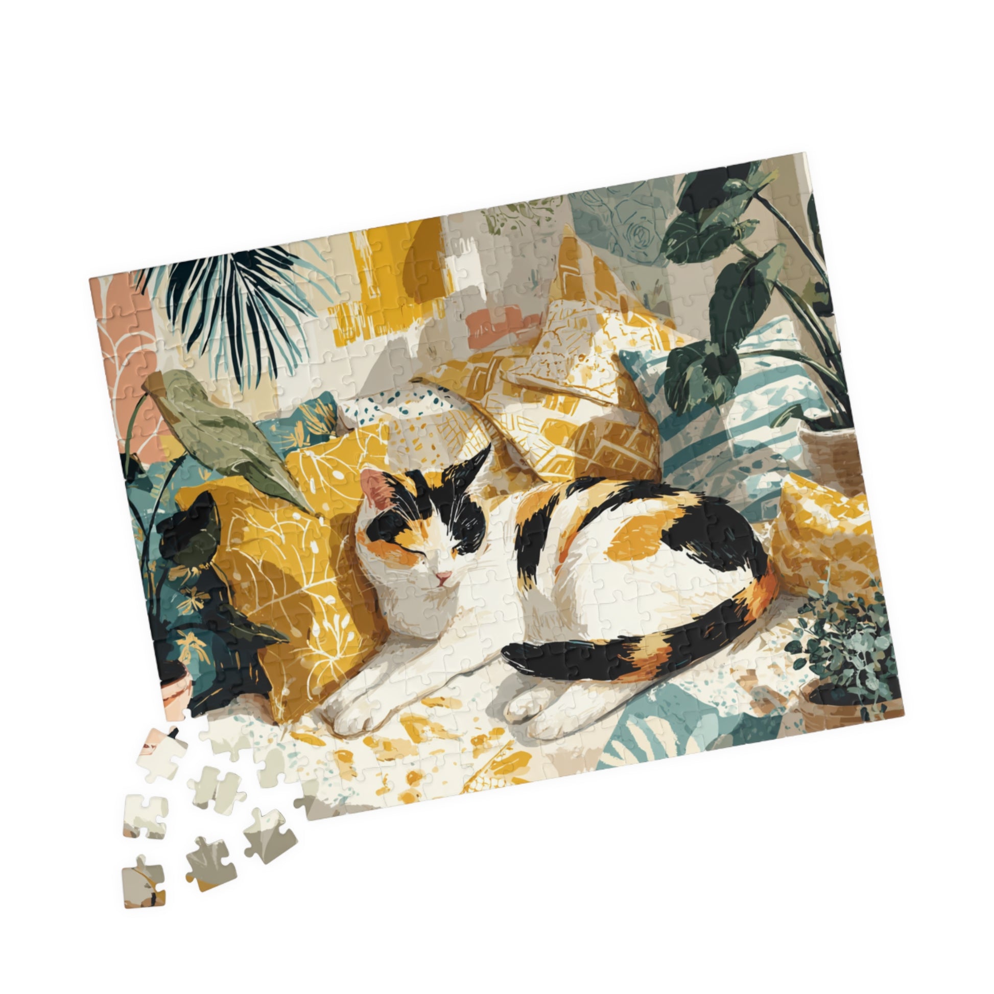 Golden Afternoon Cat – Fauvist Animal Art Puzzle with Sunny Room Scene, Matisse-Inspired Design 252 pcs (Horizontal) Puzzle The Puzzle Chest
