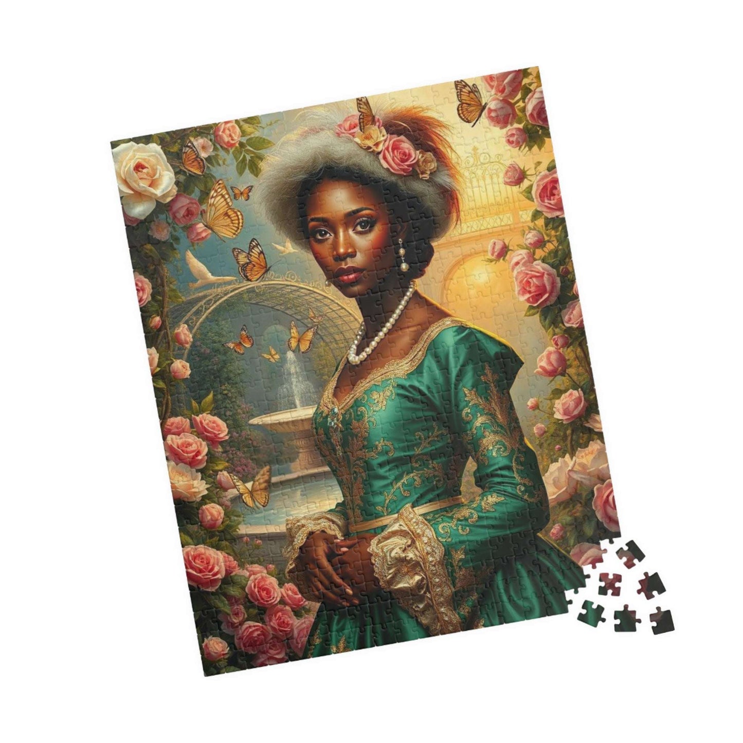 Floral Victorian Black Woman Jigsaw Puzzle, African American Lady Art, Afrocentric Artwork 520 pcs (Vertical) Puzzle The Puzzle Chest