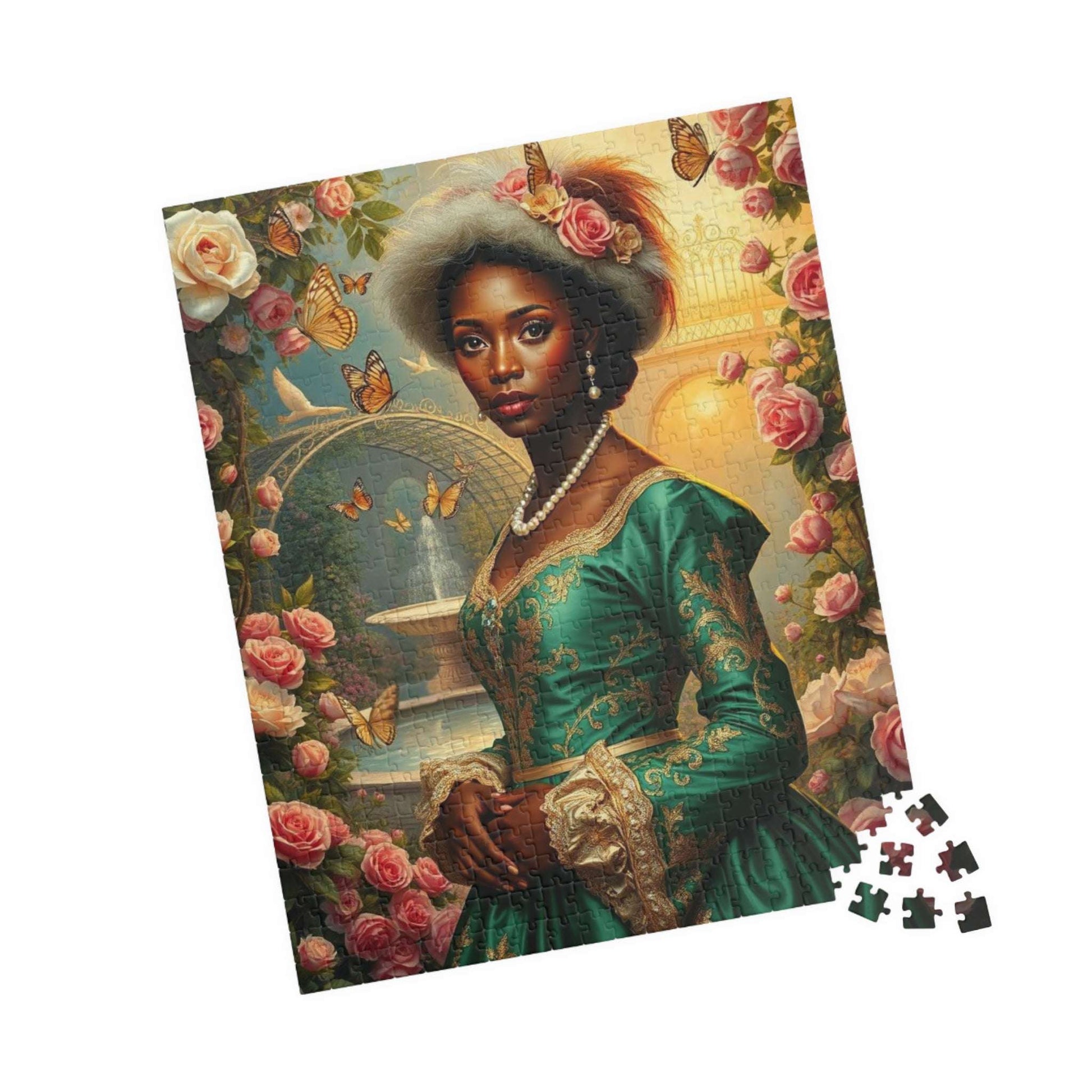 Floral Victorian Black Woman Jigsaw Puzzle, African American Lady Art, Afrocentric Artwork 520 pcs (Vertical) Puzzle The Puzzle Chest