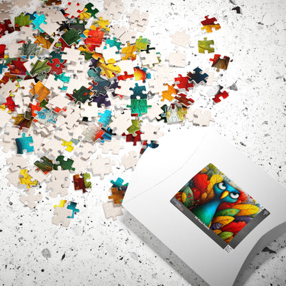 Colorful Blue Bird Illustration Puzzle | 110-1014 Piece Farm Animal Chicken Jigsaw Puzzle The Puzzle Chest