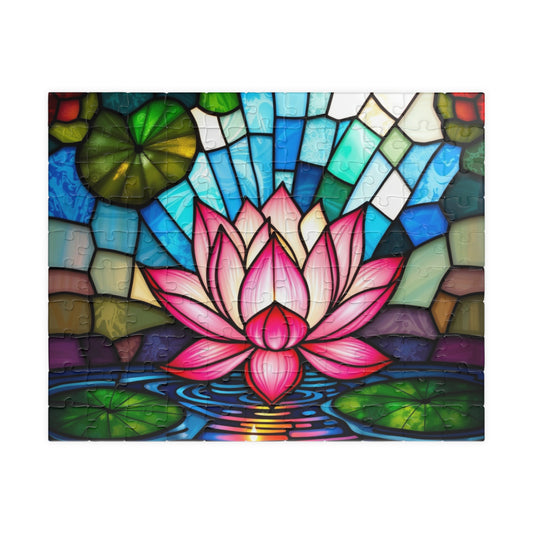Lotus Jigsaw Puzzle, Sacred Pink Flower in Bloom, Faith-Based Nature Themed Game, Relaxation Activity, Unique Gift for Puzzle Lover