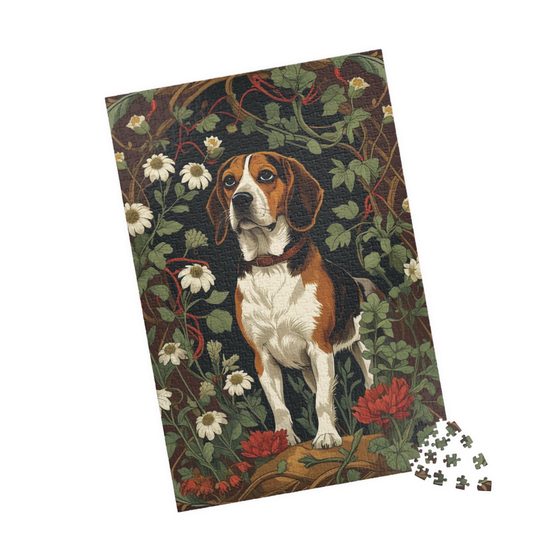 Vintage Beagle Jigsaw Puzzle, Woodland Forest Floral Flower Dog Theme Game, Indoor Fun Family Friendly Activity, Pet Owner Gift, Animal Love Puzzle The Puzzle Chest