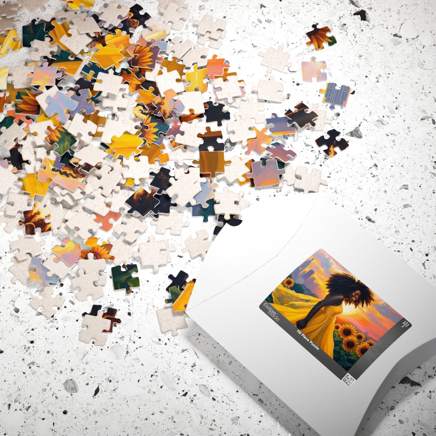 Sunflower Dreamer Puzzle, Black Woman Art Jigsaw Game for Family Fun, Home Entertainment, Gift for Puzzle Lover, Brain Teaser Puzzle The Puzzle Chest