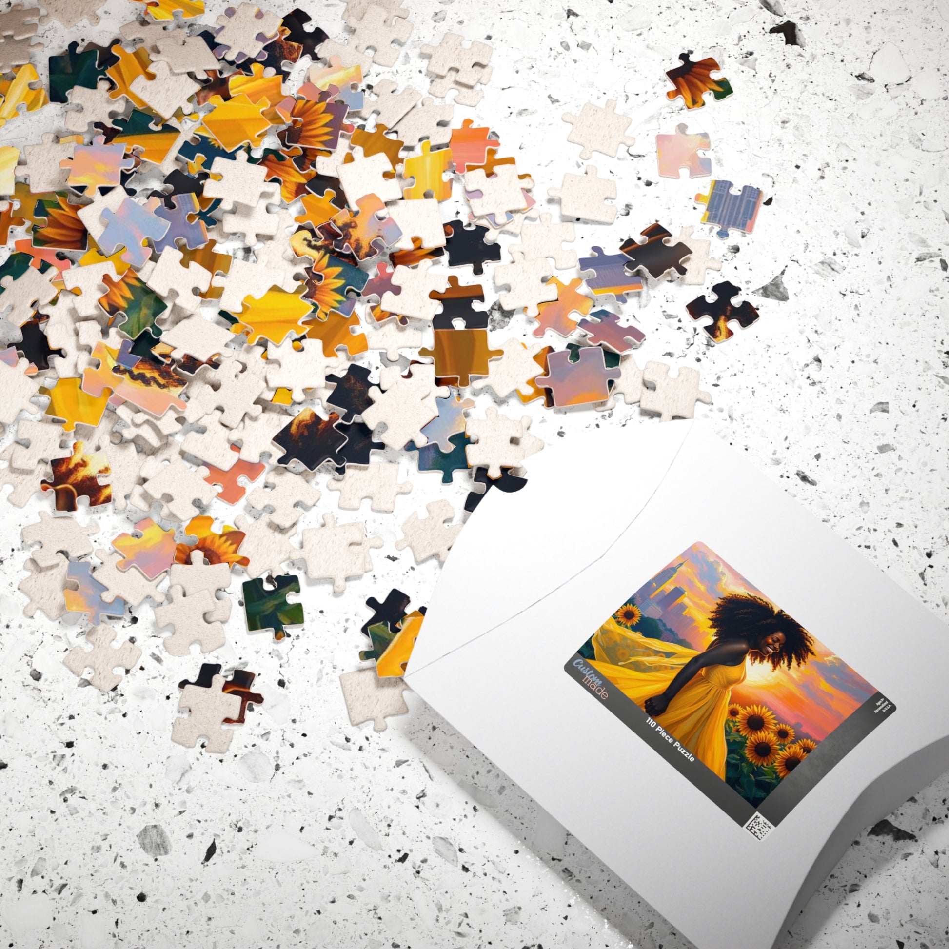 Sunflower Dreamer Puzzle, Black Woman Art Jigsaw Game for Family Fun, Home Entertainment, Gift for Puzzle Lover, Brain Teaser Puzzle The Puzzle Chest