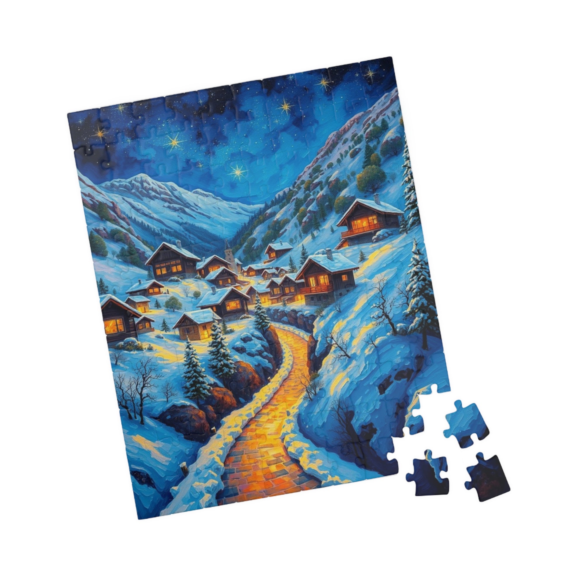 Cozy Winter Nights Puzzle, Snowy Village Artwork, 110-1014 Piece Jigsaw for Family Fun, Christmas Gift, Holiday Décor, Winter Activity The Puzzle Chest