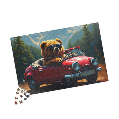 Adventurous Bear Jigsaw Puzzle for Adults, Fun Family Game Night, Mountain View Scenic Puzzle Artwork, Animal Lover Gift for Friend Puzzle The Puzzle Chest