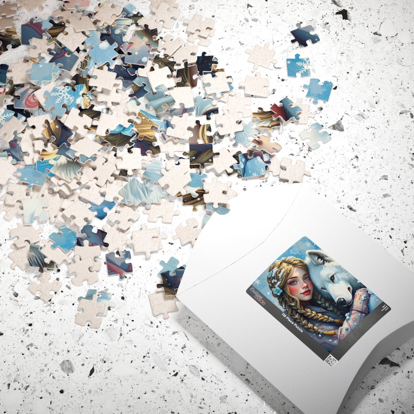 Woman and White Wolf Puzzle Artwork, Winter Theme Animal Lover Gift for Friends Birthday Holiday, Relaxing Activity for Family or Solo Fun, Puzzle The Puzzle Chest
