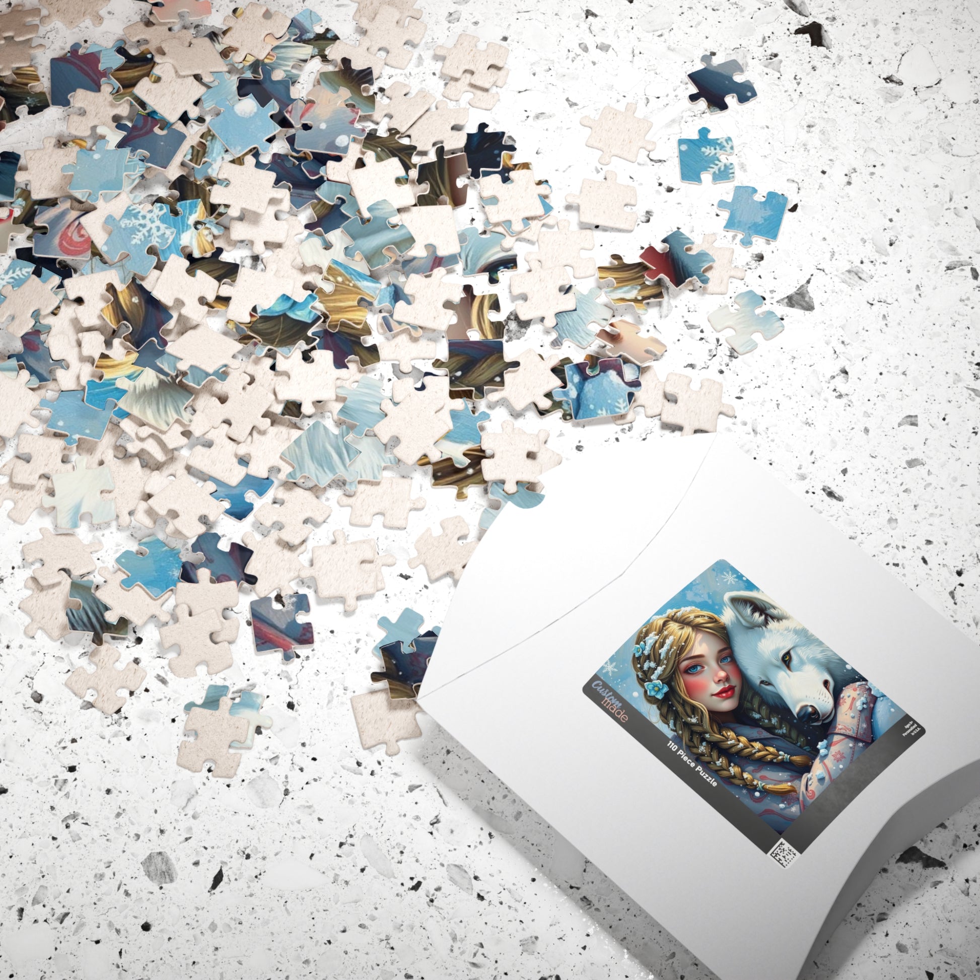 Woman and White Wolf Puzzle Artwork, Winter Theme Animal Lover Gift for Friends Birthday Holiday, Relaxing Activity for Family or Solo Fun, Puzzle The Puzzle Chest