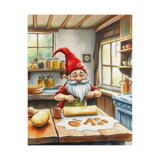 Cottagecore Gnome Baking Jigsaw Puzzle - Vintage-Inspired Watercolor Illustration of Dwarf in Kitchen Puzzle The Puzzle Chest