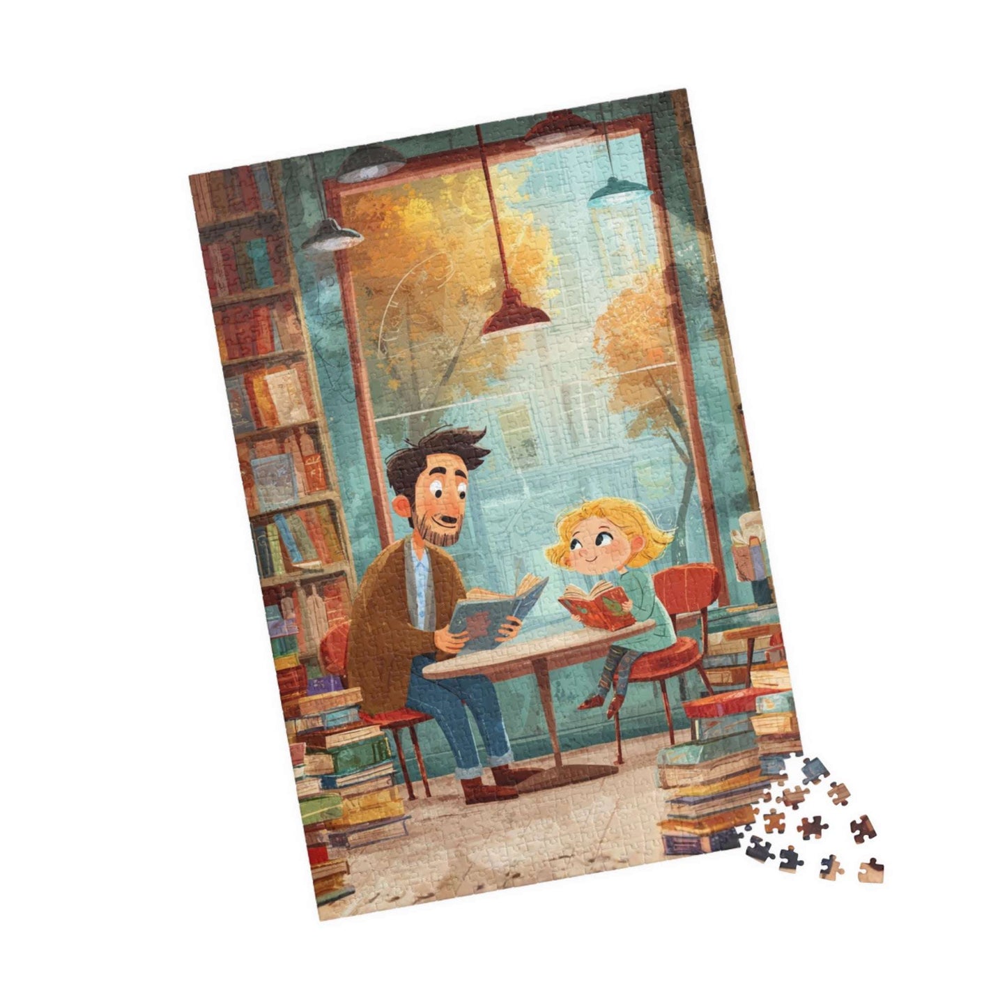 Whispers Between the Shelves - Watercolor Cozy Bookstore Jigsaw Puzzle, Storybook Cartoon Illustration 1014 pcs (Vertical) Puzzle The Puzzle Chest