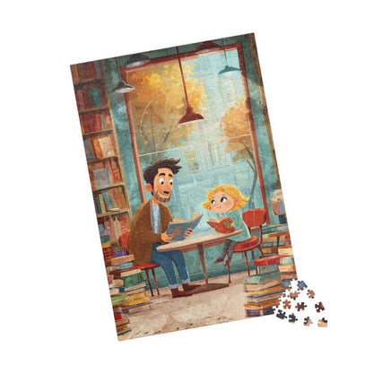 Whispers Between the Shelves - Watercolor Cozy Bookstore Jigsaw Puzzle, Storybook Cartoon Illustration 1014 pcs (Vertical) Puzzle The Puzzle Chest