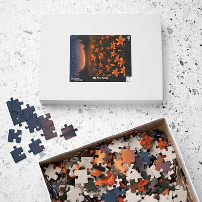 Twilight Tiger Lilies Puzzle, Floral Scene with Starry Sky, Nature-Inspired Jigsaw Game, Ideal Gift for Puzzle Lovers and Art Enthusiasts Puzzle The Puzzle Chest