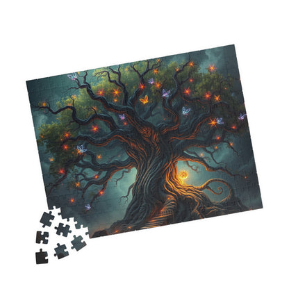 Gothic Jigsaw Puzzle, Ancient Tree with Neon Vines, Fantasy Dark Art Puzzle for Adult, Gift for Puzzle Lover Art Enthusiast Present, Unique Puzzle The Puzzle Chest
