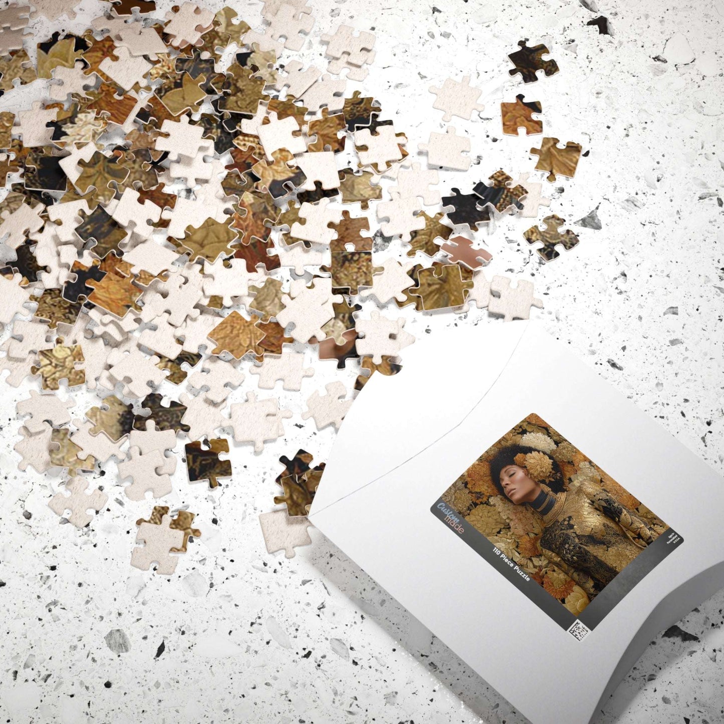Melanin Majesty Afrocentric Art Jigsaw Puzzle - Black Woman Beauty with Natural Hair and Floral Patterns Puzzle The Puzzle Chest