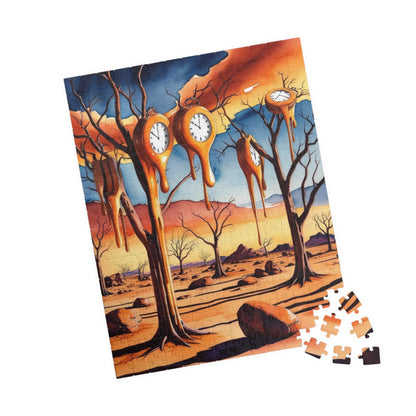 Surreal Desert Landscape Jigsaw Puzzle, Melting Clocks and Barren Trees, Mind-bending Fantasy Art Game, Salvador Dali Inspired, Giftable Puzzle The Puzzle Chest