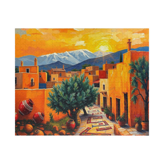Moroccan Village Sunset Jigsaw Puzzle for Adults, Holiday Birthday Gift for Puzzle Lover, Family Fun, Mindfulness Activity, Art 520 pcs (Horizontal) Puzzle The Puzzle Chest