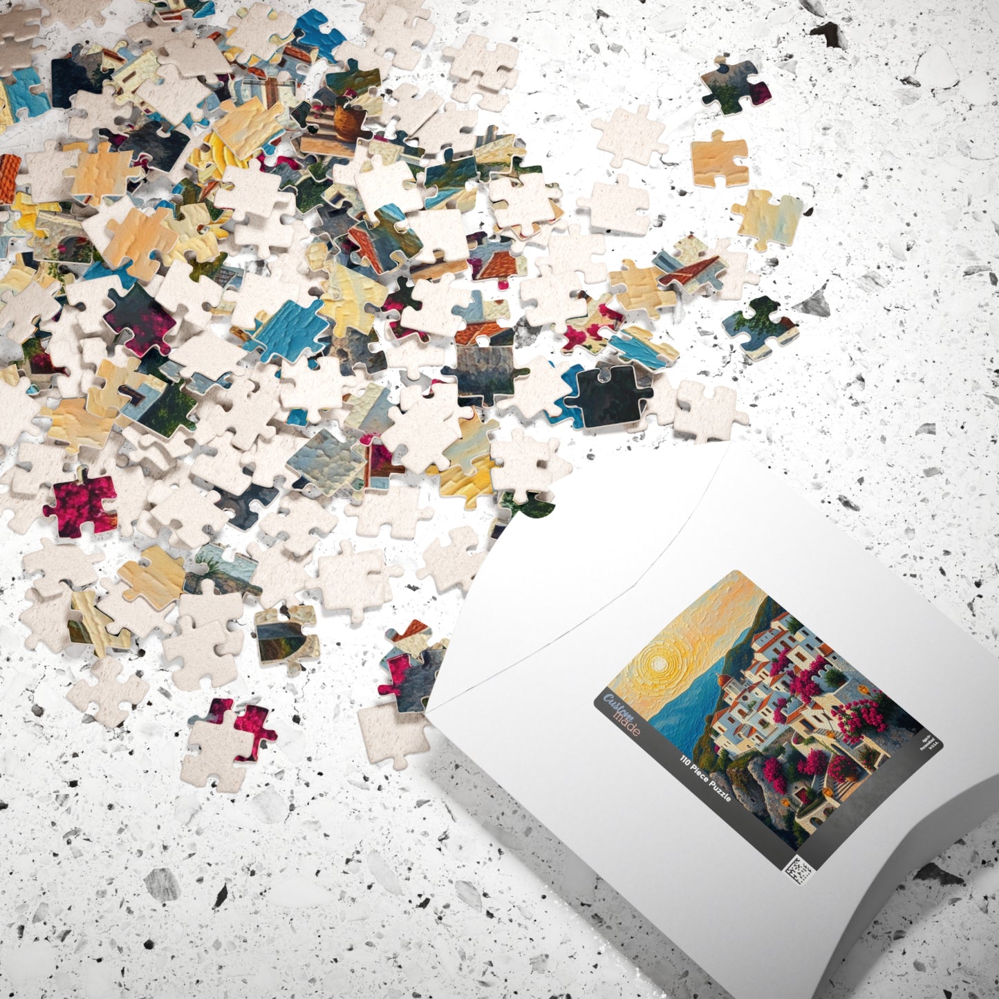 Mediterranean Village Jigsaw Puzzle - Mosaic Design, Tabletop Game for Family Activity, Mental Exercise, Quiet Pastime, Puzzle Lover Gift The Puzzle Chest