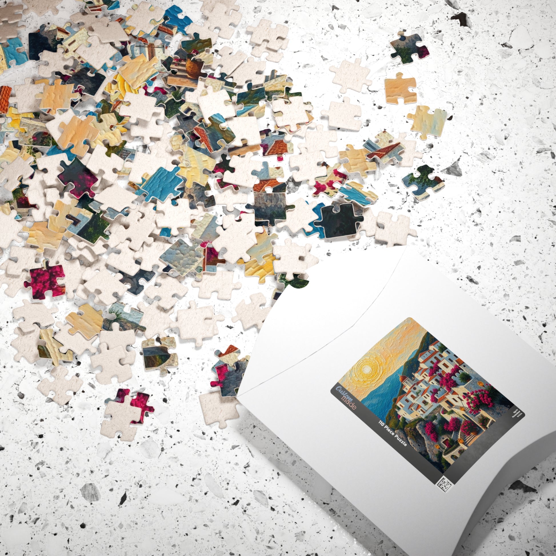 Mediterranean Village Jigsaw Puzzle - Mosaic Design, Tabletop Game for Family Activity, Mental Exercise, Quiet Pastime, Puzzle Lover Gift The Puzzle Chest
