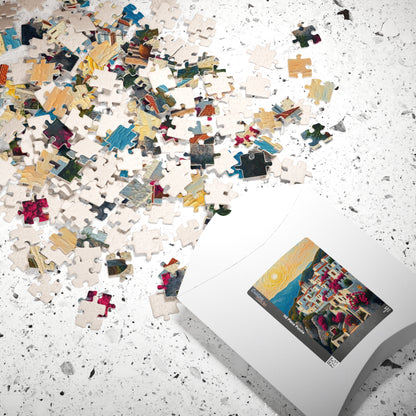 Mediterranean Village Jigsaw Puzzle - Mosaic Design, Tabletop Game for Family Activity, Mental Exercise, Quiet Pastime, Puzzle Lover Gift The Puzzle Chest