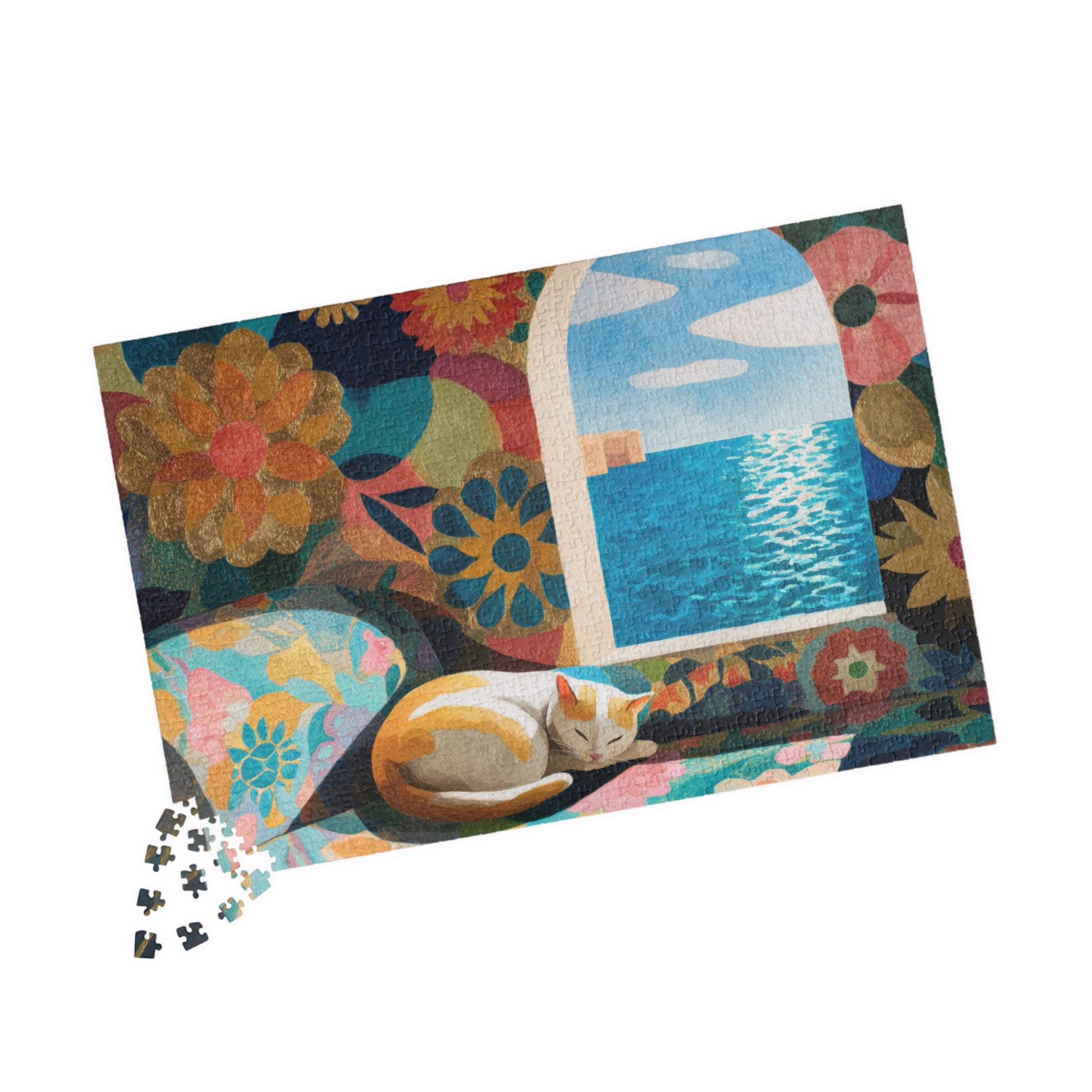 Matisse’s Dream Cat – Seaside Fauvist Cat Jigsaw Puzzle, Animal Theme Artistic Puzzle for Adults 1014 pcs (Horizontal) Puzzle The Puzzle Chest