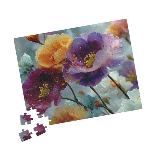 Ethereal Petals Jigsaw Puzzle - Vibrant Wildflowers in a Dreamlike Landscape