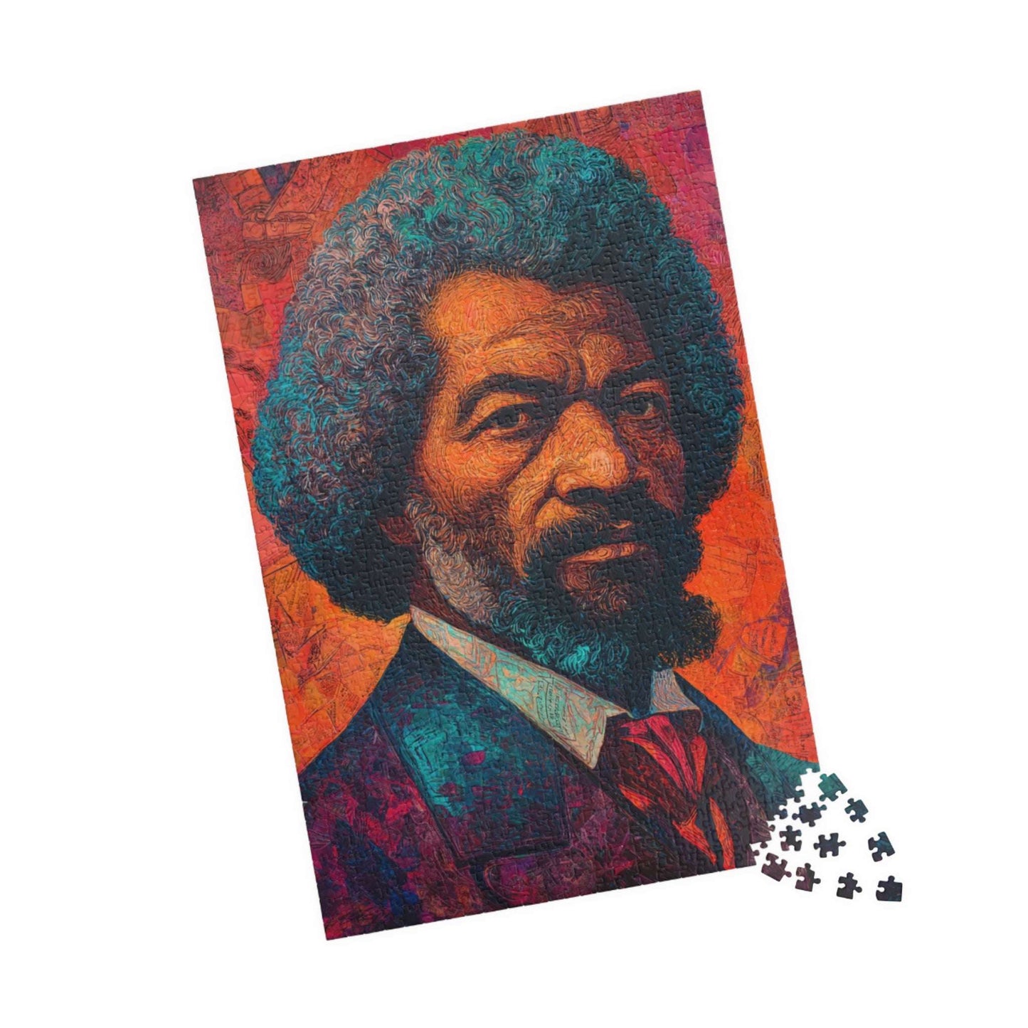 Frederick Douglass Afrocentric Jigsaw Puzzle – Vibrant Black History Puzzle, Colorful Mural-Style Artwork of Historical African American Leader, Educational Gift 1014 pcs (Vertical) Puzzle The Puzzle Chest
