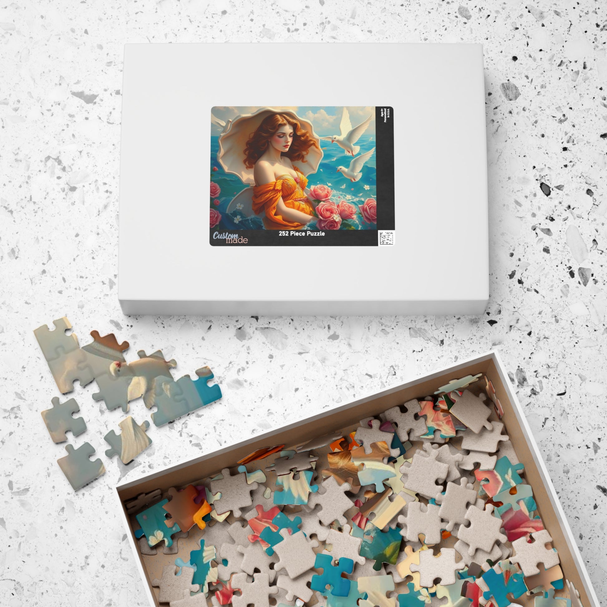 Aphrodite Jigsaw Puzzle Featuring Seashells Doves and Roses, Gift for Art Lovers, Relaxing Activity, Home Entertainment, Birthday Present Puzzle The Puzzle Chest