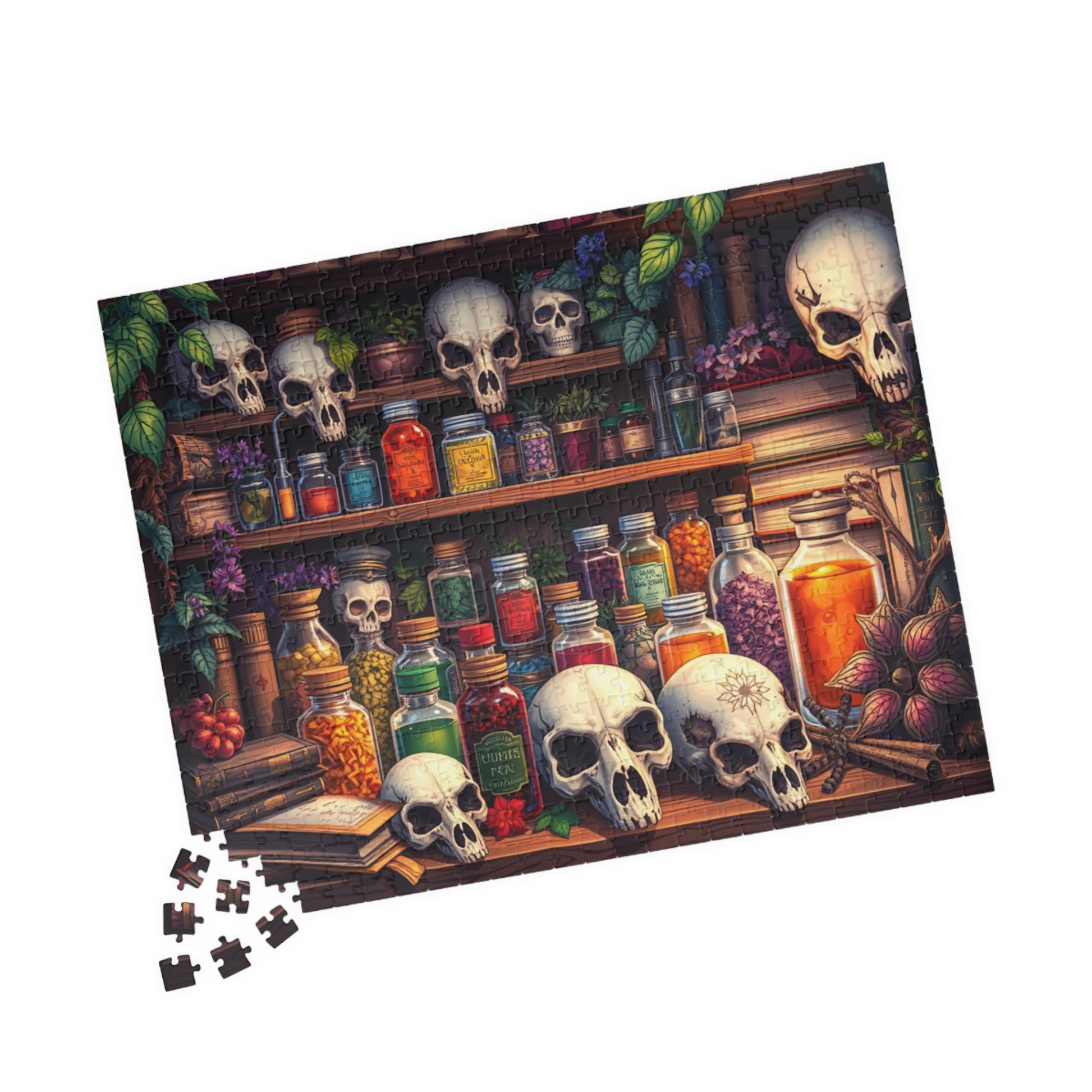 Skull Potion Shop Puzzle - Halloween Decor, Gift for Puzzle Lovers, 110 to 1014-Piece Fun, Perfect for Family Game Night, Gothic Home Decor The Puzzle Chest